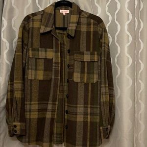 GREEN & BROWN FLANNEL TOP